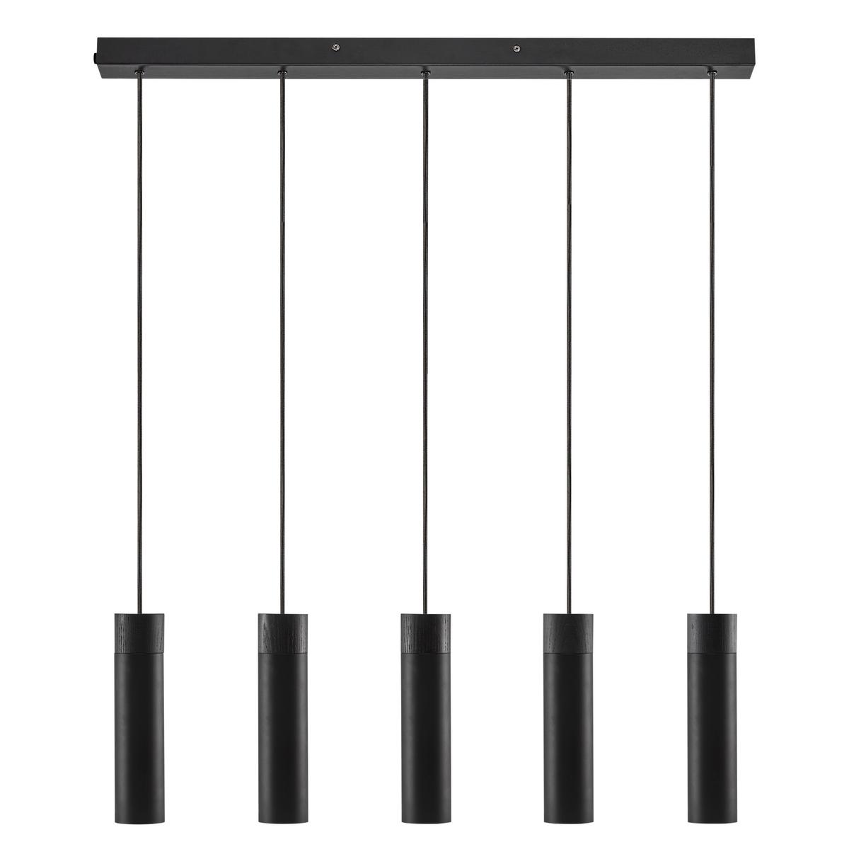 Hängeleuchte Tilo Pela Schwarz B: 80 cm - Schwarz, Design, Holz/Metall (80/24,6cm) - Nordlux