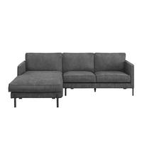 Ecksofa Yukon Dunkelgrau S: 154x232 Cm - Dunkelgrau/Schwarz, Trend, Textil (154/232cm) - Livetastic