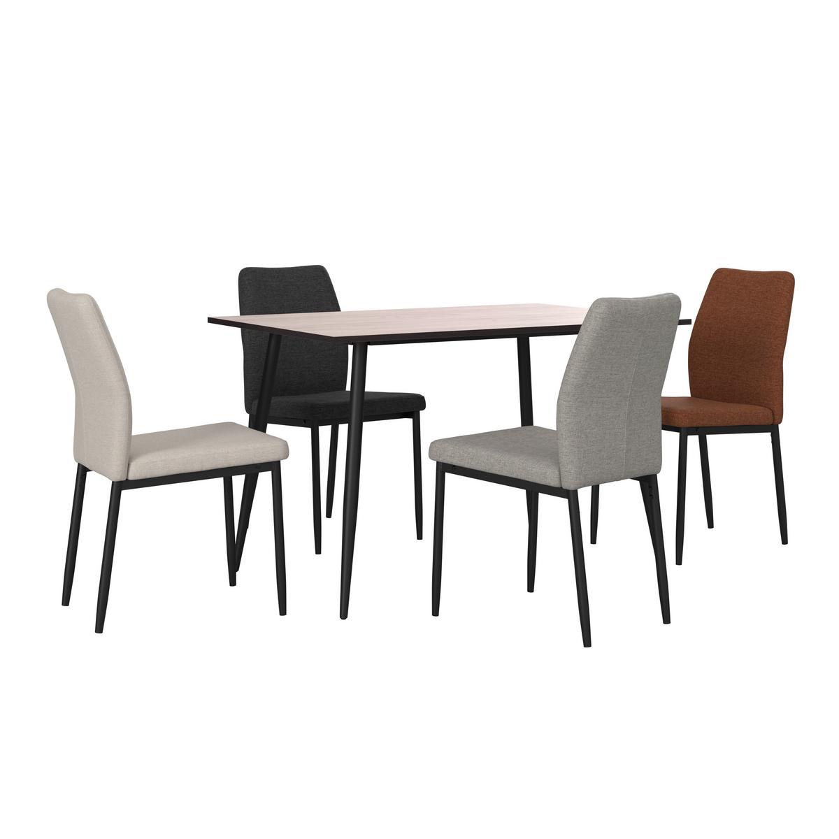 Esstisch Tom 120x76x80 Cm Naturfarben/schwarz - Schwarz/Naturfarben, KONVENTIONELL, Holzwerkstoff/Metall (120/76/80cm)