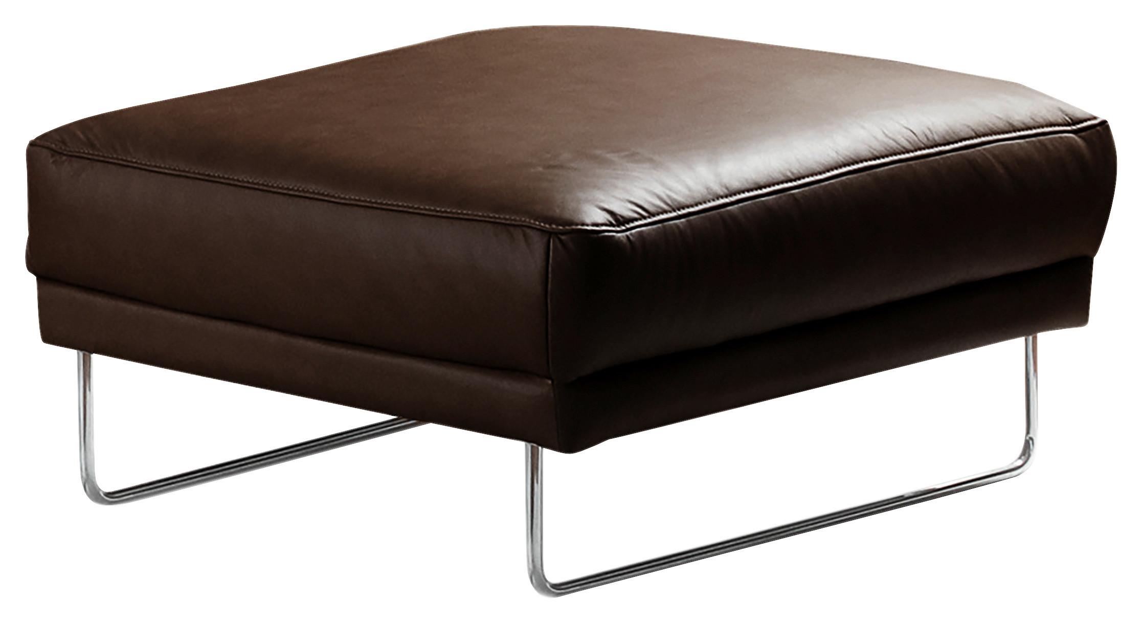 Hocker Spring Dunkelbraun Chrom B: 96 cm - Chromfarben/Dunkelbraun, Design, Leder (96/45/80cm) - P & B