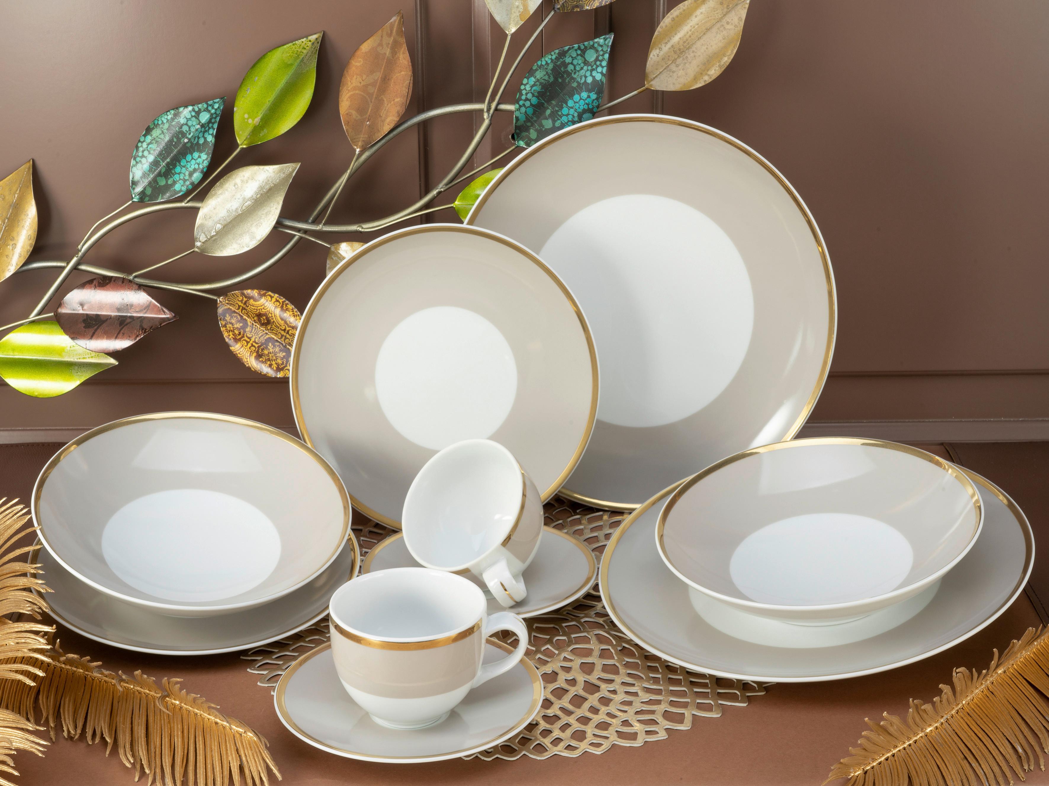 Kombiservice Festive Creme 10-teilig - Creme, ROMANTIK / LANDHAUS, Keramik (30/30/29cm) - Creatable