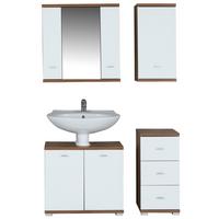 Badezimmer Bari Eiche Dekor 4-Teilig - Eichefarben/Weiß, KONVENTIONELL, Holzwerkstoff (105/190/32cm)
