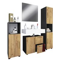 Badmöbel-Set 3-Tlg. Flandu 123 cm Eiche Dekor - Honigeiche/Anthrazit, MODERN, Holzwerkstoff (123cm) - MID.YOU