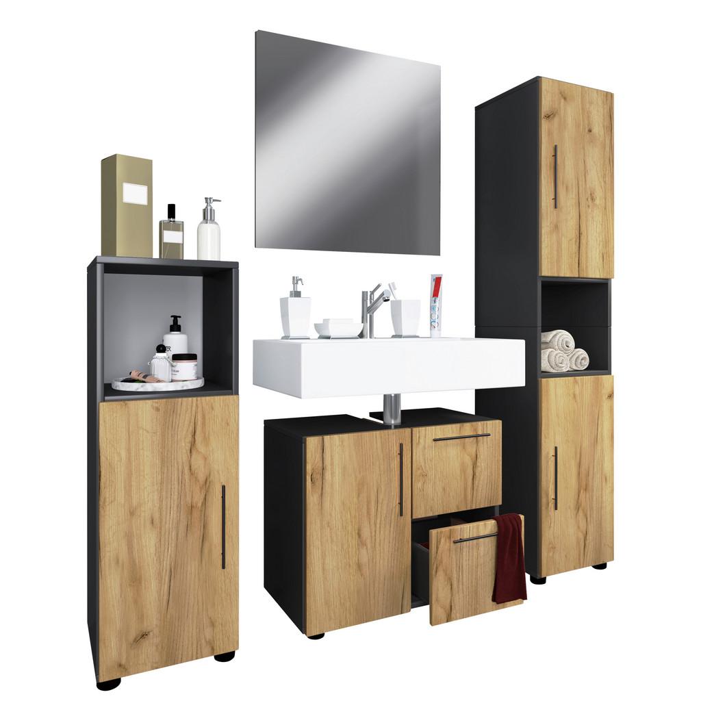 Badmöbel-Set 3--Teilig. Flandu 123 cm Eiche Dekor
