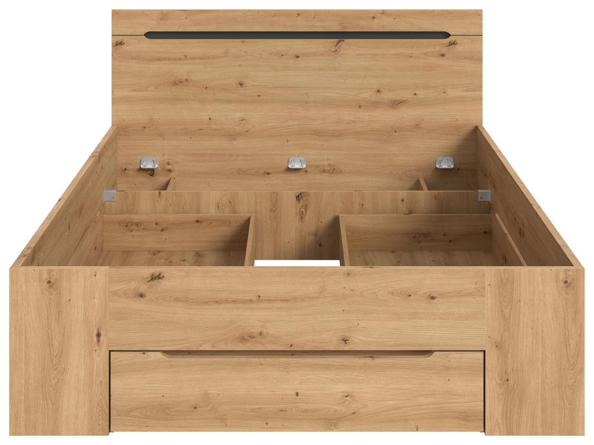 Bett Canu Grau /Eiche Artisan Dekor 140x200cm - Eiche Artisan/Grau, MODERN, Holzwerkstoff (140/200cm) - MID.YOU