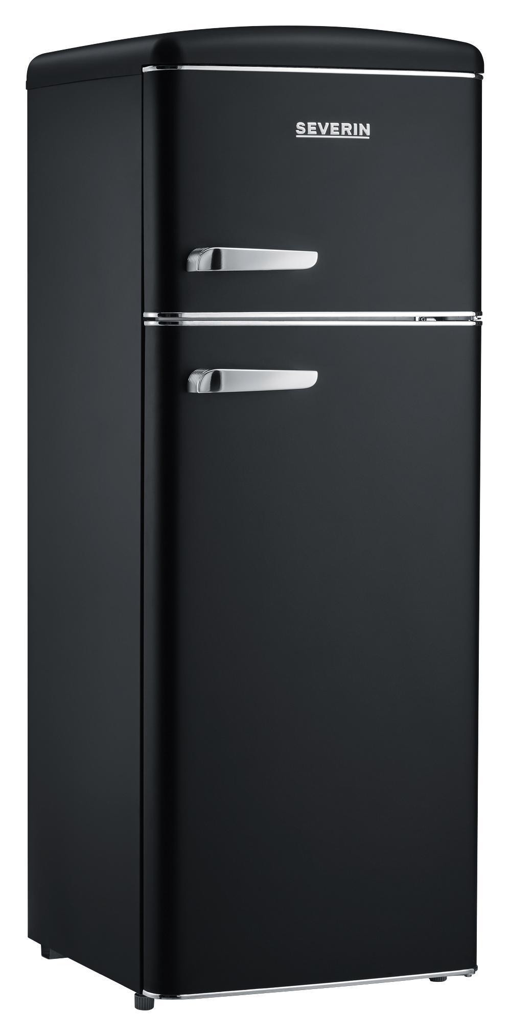 Kühl-gefrier-kombination Kgk 8932 Retro Schwarz Matt - Schwarz, Basics, Glas/Kunststoff (55/146/61,5cm) - Severin