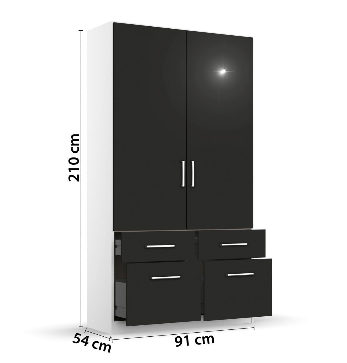 Drehtürenschrank B: 91 Cm Belrin Weiß/grau - Weiß/Grau, MODERN, Holzwerkstoff (91/197/54cm) - Rauch Möbel