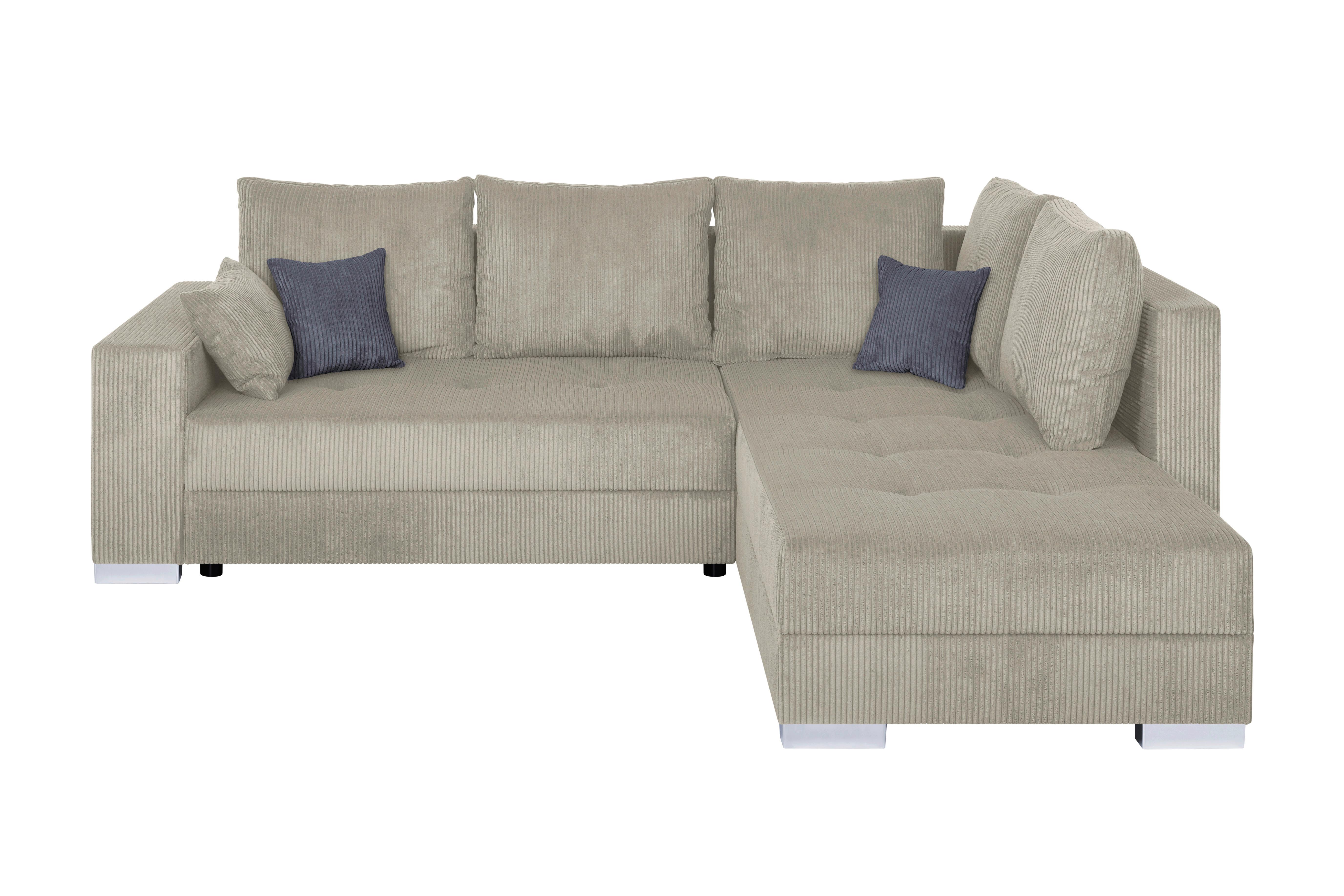 Ecksofa Lars Creme S: 260x218 cm - Chromfarben/Dunkelgrau, Design, Holzwerkstoff/Textil (260/218cm) - P & B