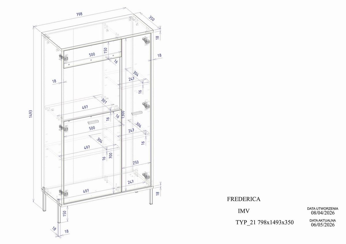 Vitrine Fredericia Eichefarben Kaschmir B: 80 cm - Kaschmir/Eichefarben, Design, Glas/Holzwerkstoff (80/150/35cm) - MID.YOU