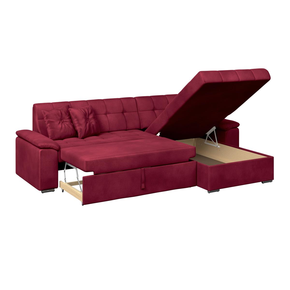 Ecksofa Bali rot, 208x120cm - Rot, Trend, Textil (257/167cm) - Livetastic
