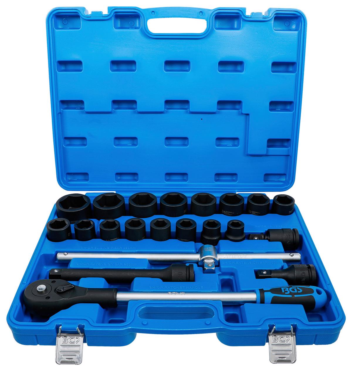 Steckschlüssel-Satz 21-Teilig Blau/Schwarz/Silberfarben - Blau/Silberfarben, Basics (54,2/41/10,8cm)