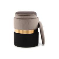 Sada taburetů TAUPE - šedá/černá, Design, kov/textil (31,5+36/44cm)