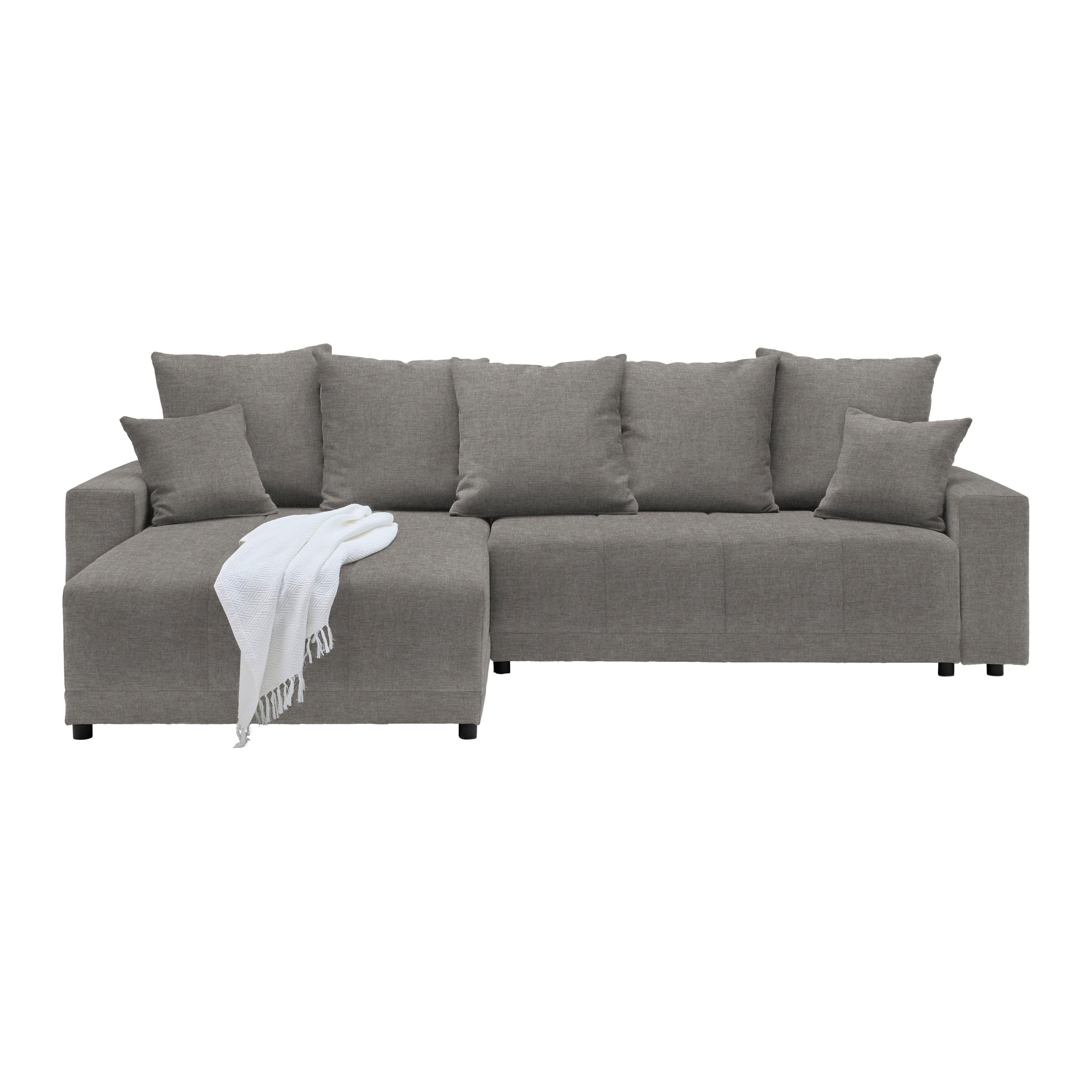 Rohová sedačka ALATRI, oboustr.,tmavě šedá,s polštáři - černá/zelená, Moderní, textil/plast (289/90/176cm) - Based