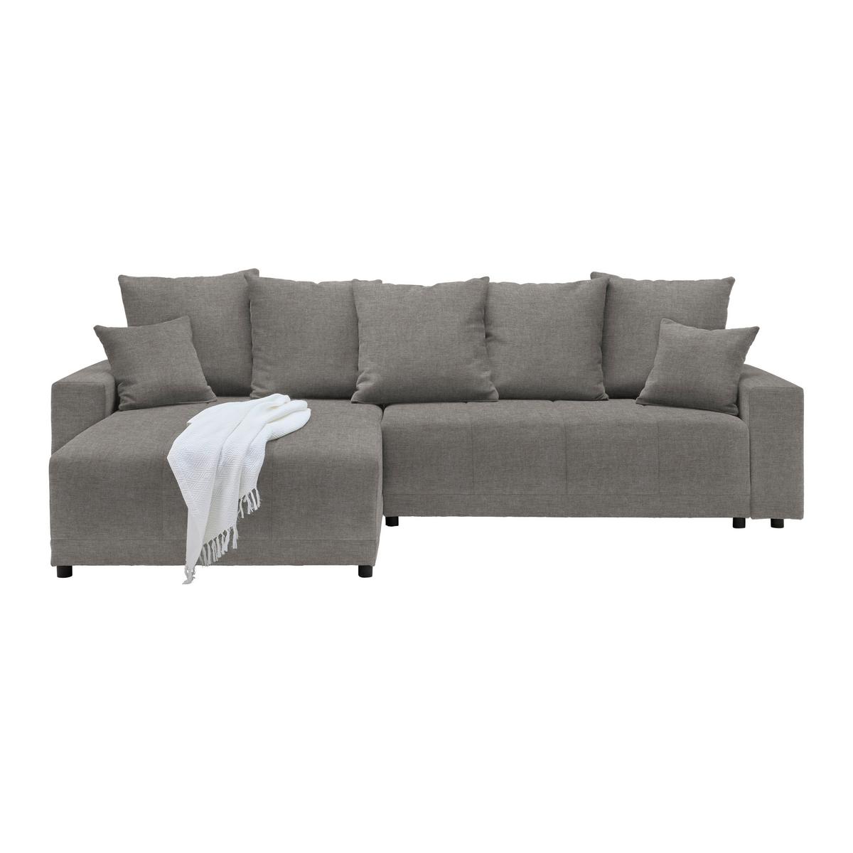 Rohová sedačka ALATRI, oboustr.,tmavě šedá,s polštáři - černá/zelená, Moderní, textil/plast (289/90/176cm) - Based