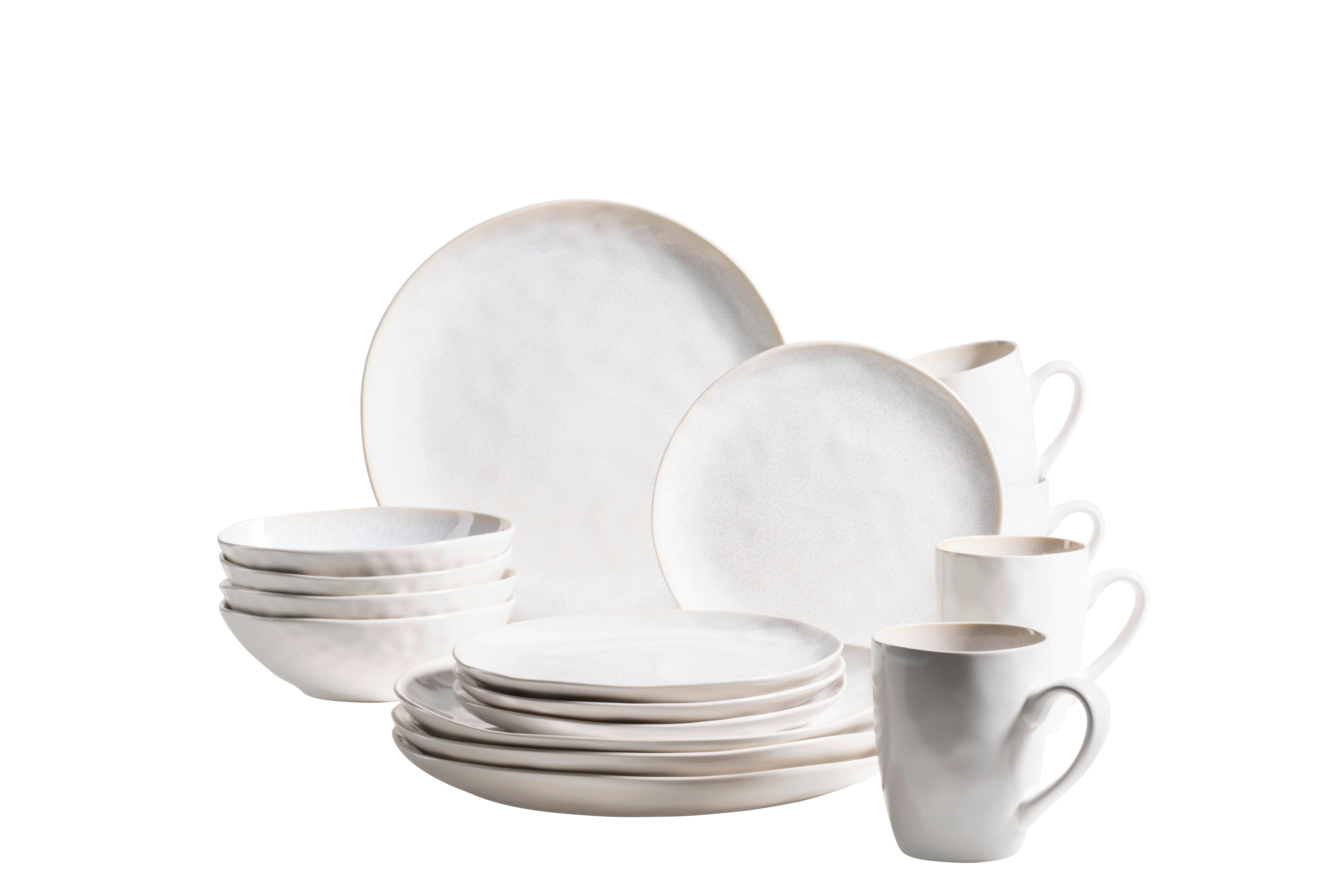 Kombiservice Frozen 4 Personen Geschirr Set - Weiß, Basics, Keramik (34,7/32/35cm) - Mäser