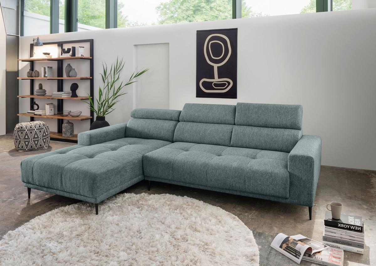 Ecksofa Intera, Mintgrau S: 188x276 Cm - Mintgrau/Schwarz, KONVENTIONELL, Textil (188/276cm) - Livetastic