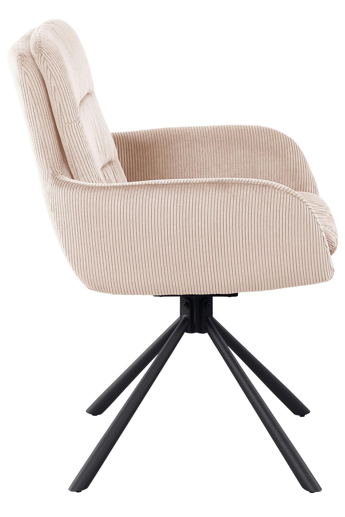 Armlehnstuhl Beige B: 60cm - Beige/Schwarz, MODERN, Textil/Metall (60/89/64cm) - Livetastic