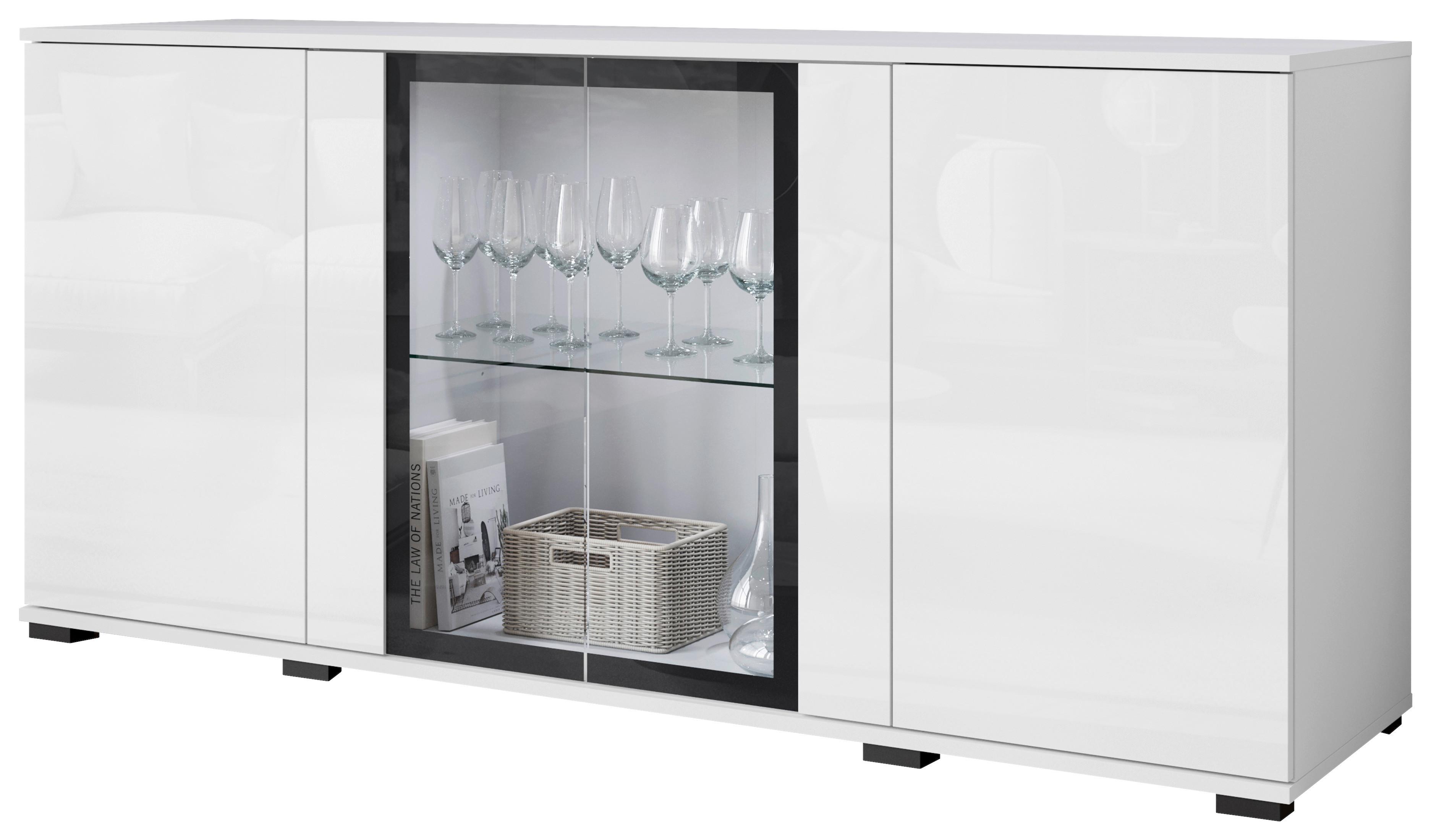 ŠIROKÁ KOMODA CARO 150 - bílá/černá, Design, kompozitní dřevo/plast (150/69,7/39,5cm) - Livetastic