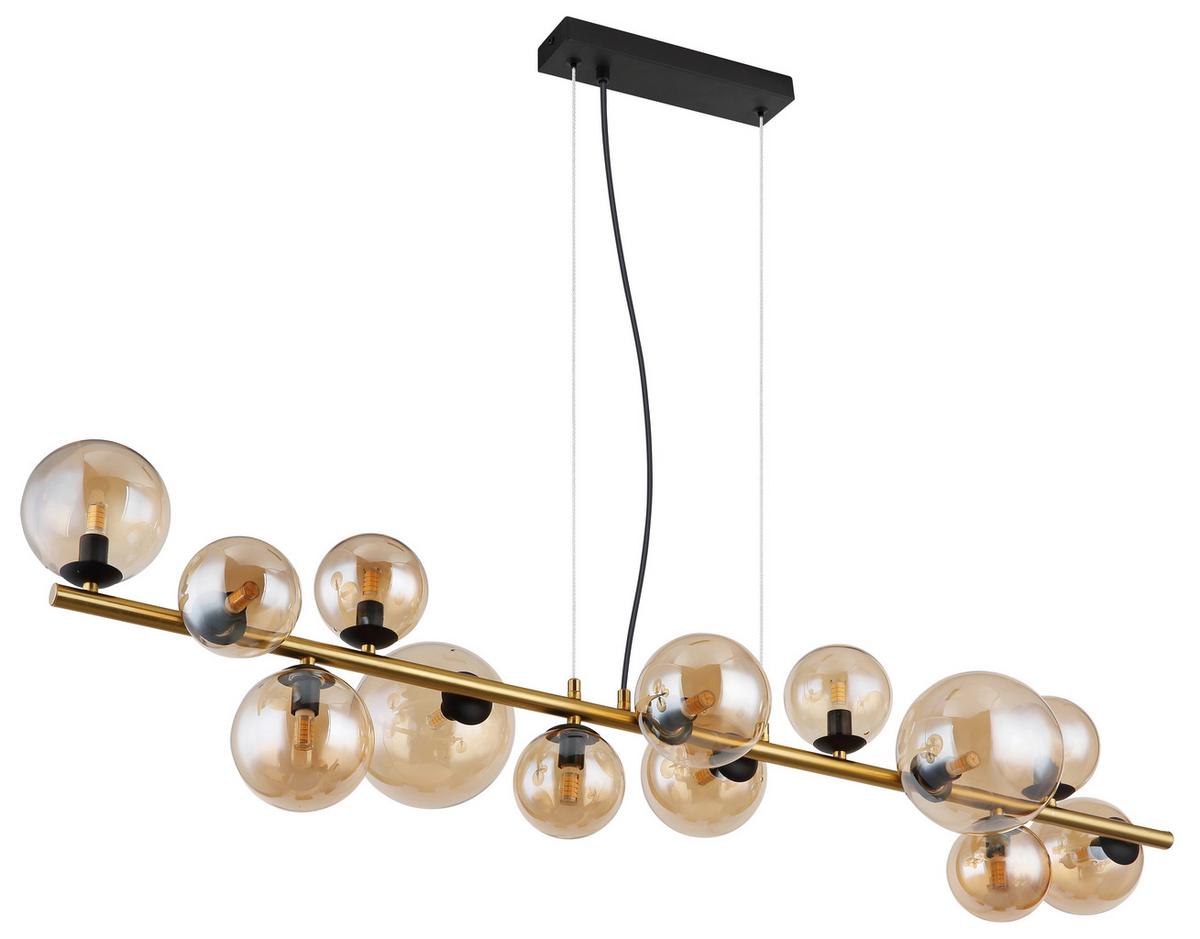LED-Hängeleuchte 56135-13h - Transparent/Messingfarben, Design, Glas/Kunststoff (120/34,5/120cm) - Globo