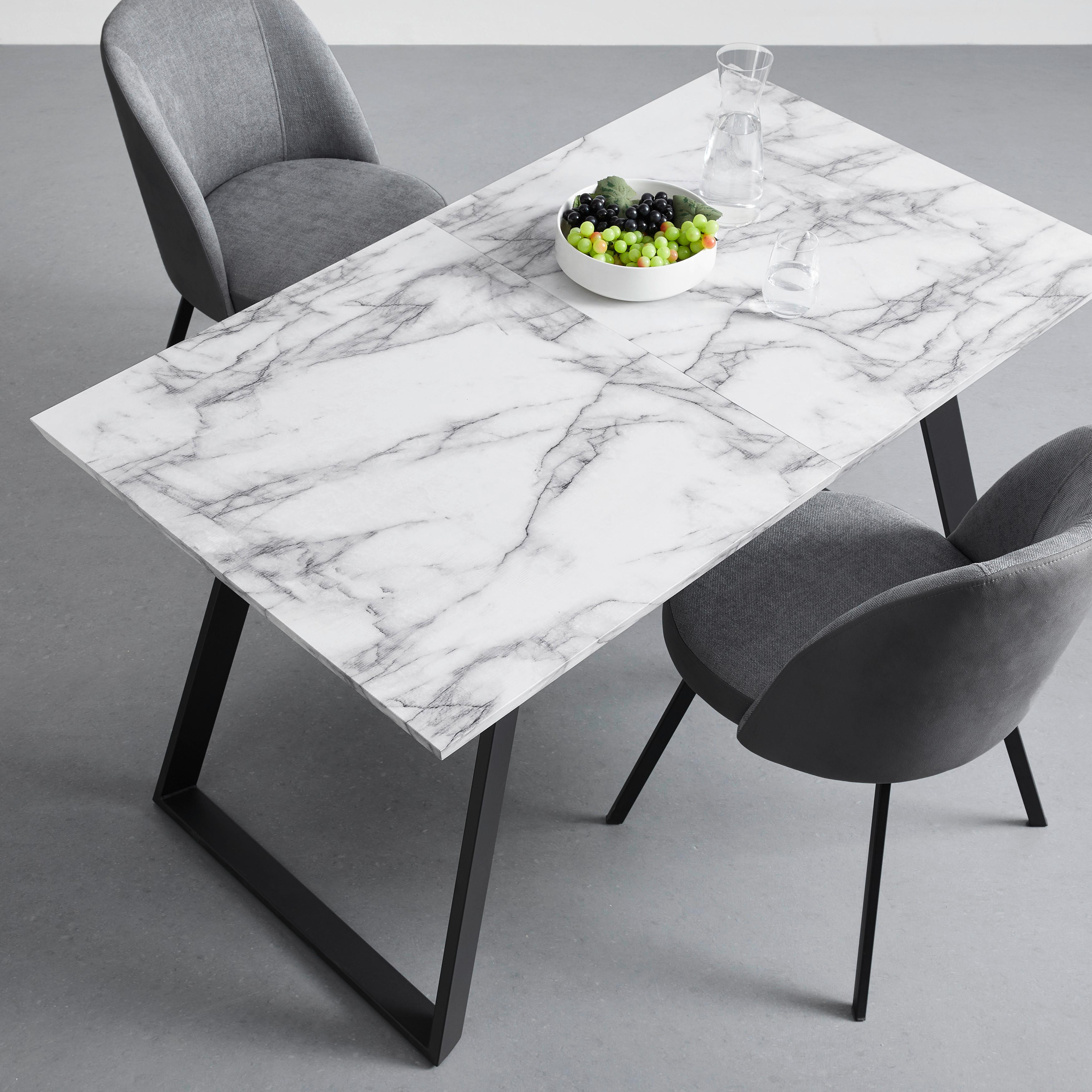 Jedálenský Stôl Luigi 140-180 Cm - čierna/biela, Moderný, kov/kompozitné drevo (140-180/80/76cm) - Bessagi Home