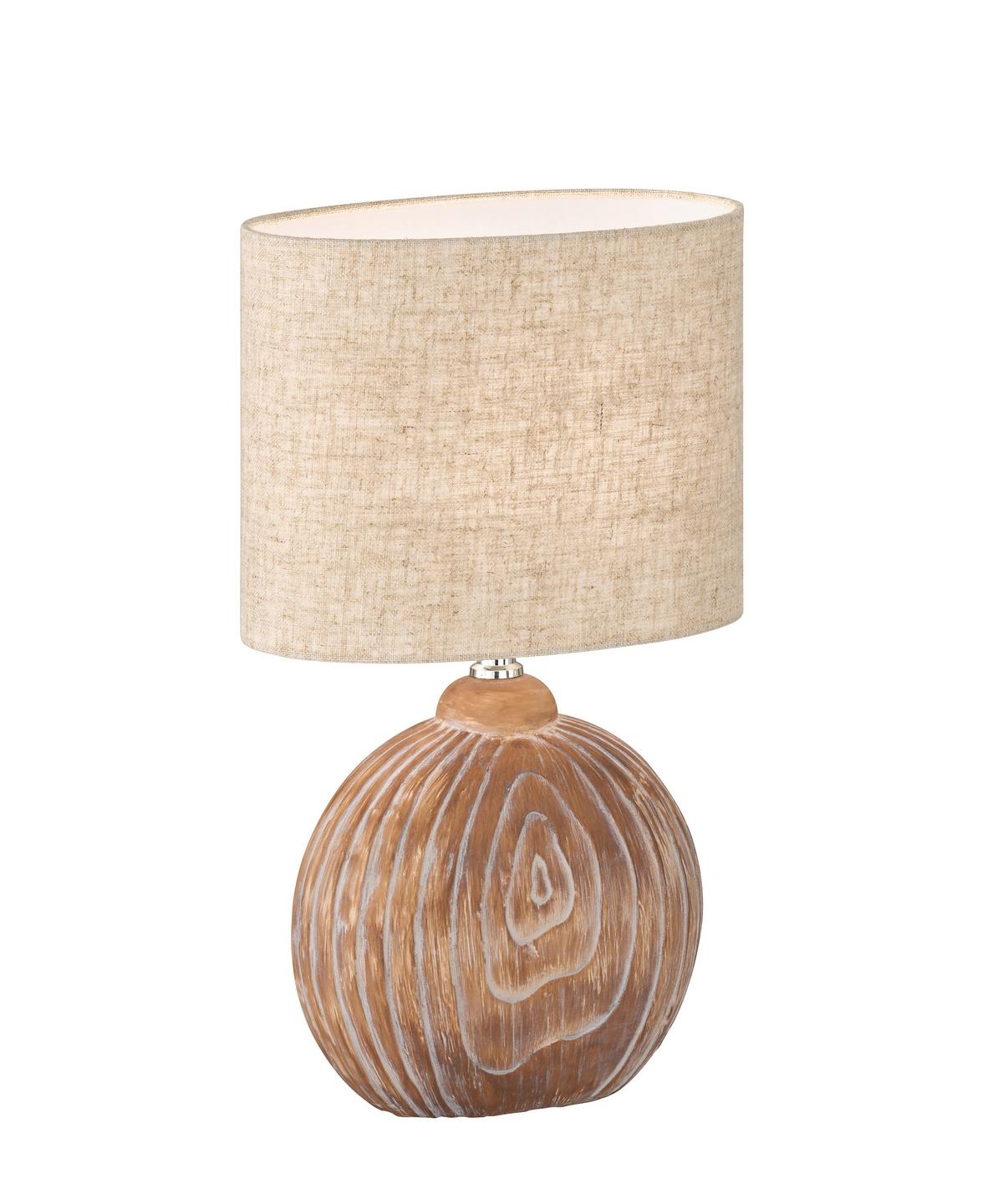 Tischlampe Sandfarben mit Schnurschalter - Sandfarben/Eukalyptusholzfarben, Design, Keramik/Textil (13/39/23cm) - Fischer & Honsel