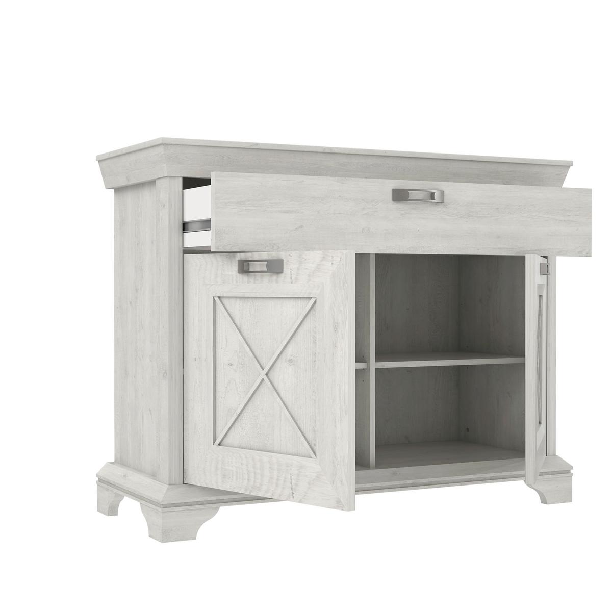 Sideboard B: 123,3 cm Kashmir, Pinienfarben/Weiß - Weiß/Pinienfarben, ROMANTIK / LANDHAUS, Holzwerkstoff/Kunststoff (123,3/95,9/48,2cm) - MID.YOU
