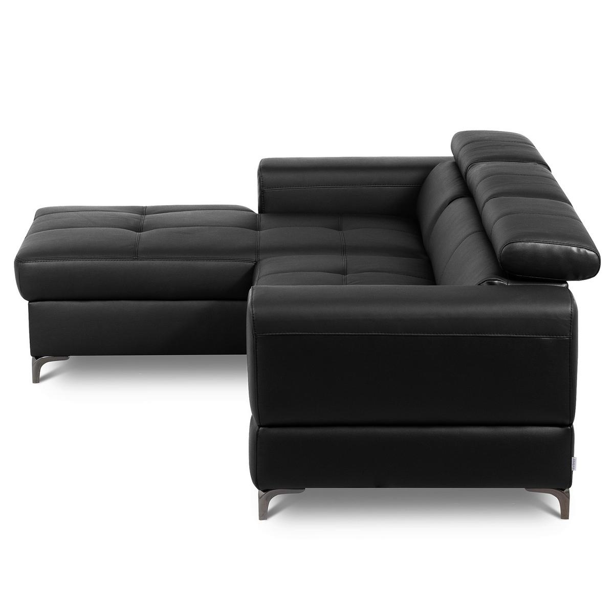 Ecksofa Torino Teilleder Schwarz 173x247 - Schwarz, Design, Leder/Textil (173/247cm) - Livetastic