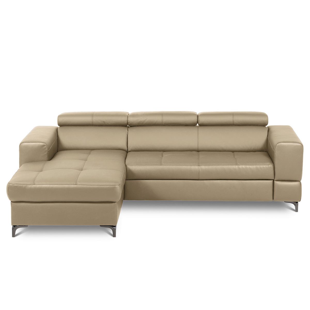 Ecksofa Torino Teilleder Hellgrau 173x247 - Hellgrau/Schwarz, Design, Leder/Textil (173/247cm) - Livetastic