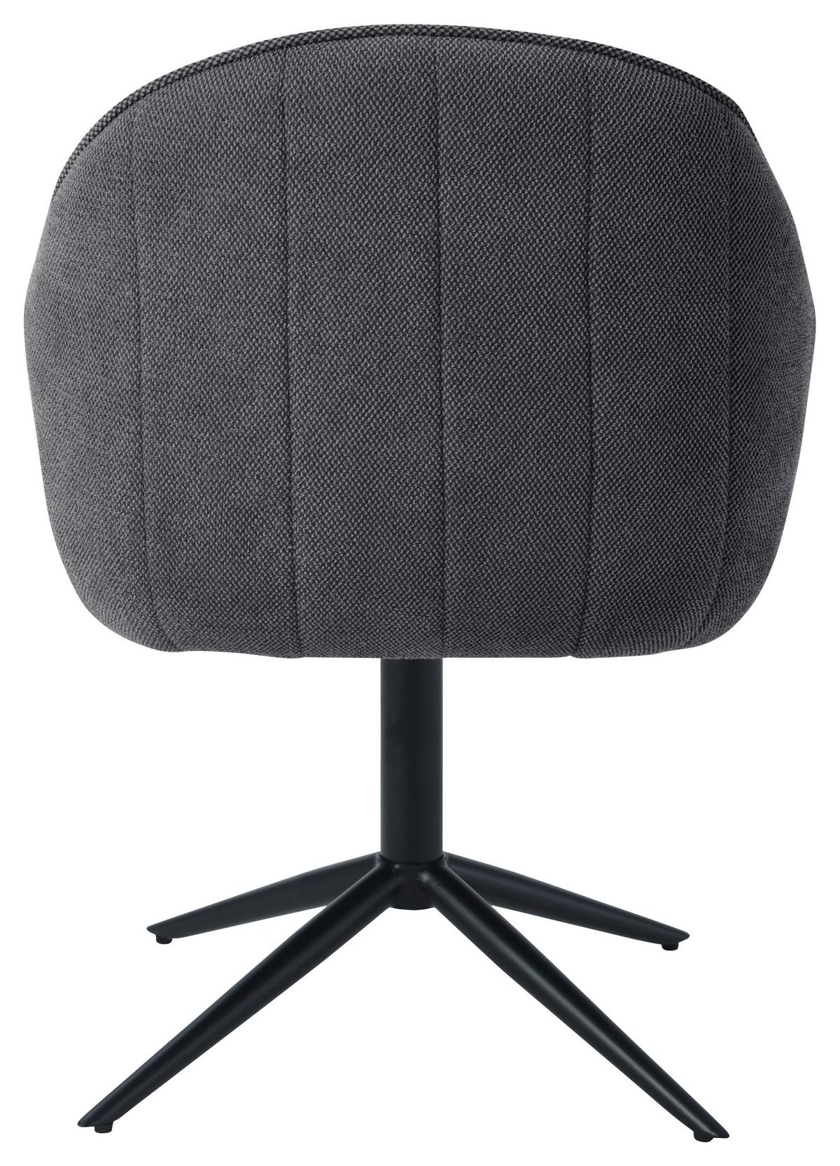 Armlehnstuhl Amara Leinenoptik Schwarz, B: 60 cm - Schwarz, KONVENTIONELL, Holz/Textil (60/81/62cm) - MID.YOU
