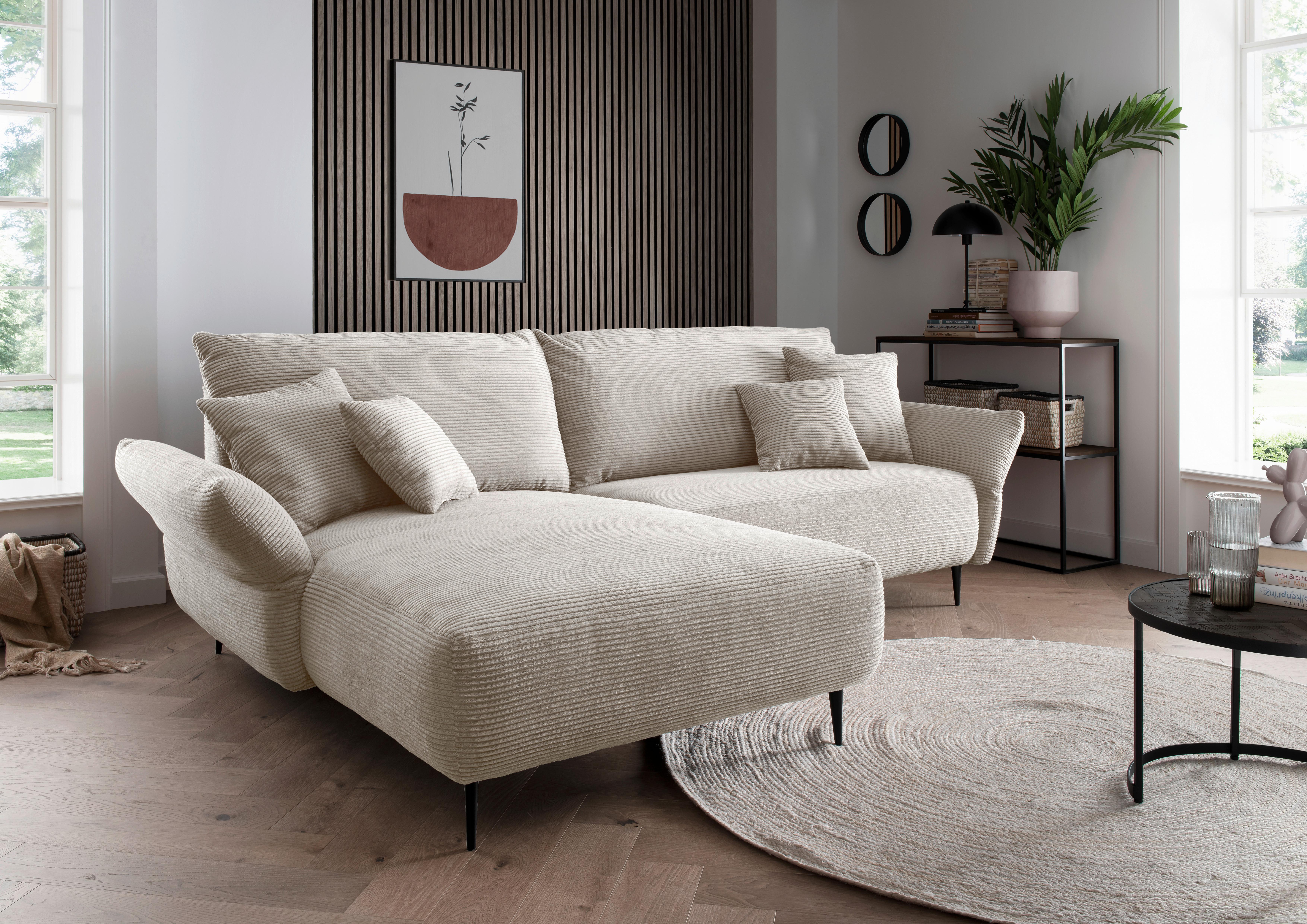 Ecksofa Vanilla Beige S: 178/264-302 cm - Beige/Schwarz, Design, Textil (178/264-302cm) - Livetastic