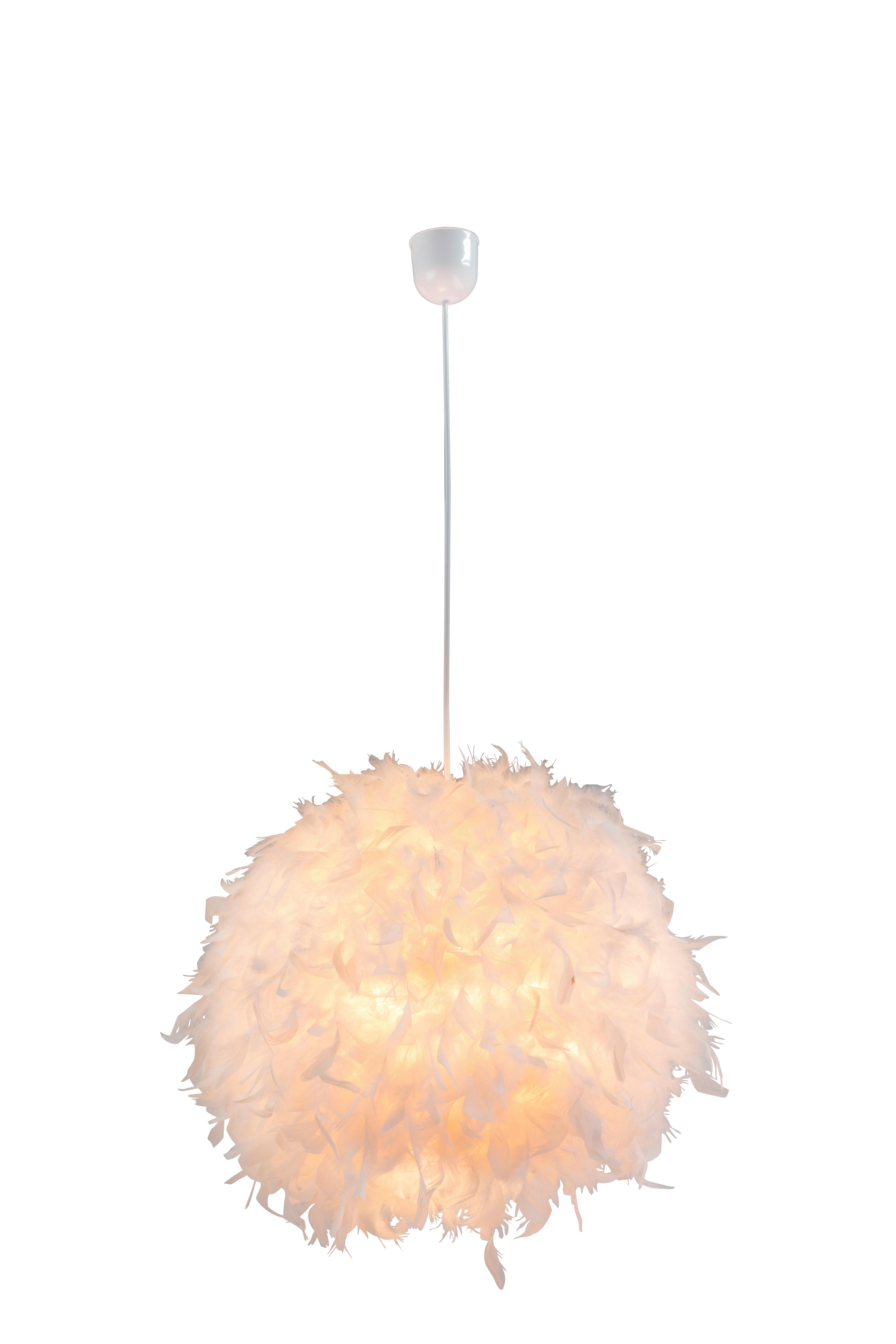 Hängeleuchte Katunga H: 120 Cm 1-Flammig - Weiß, Basics, Kunststoff/Textil (45/120cm) - Globo