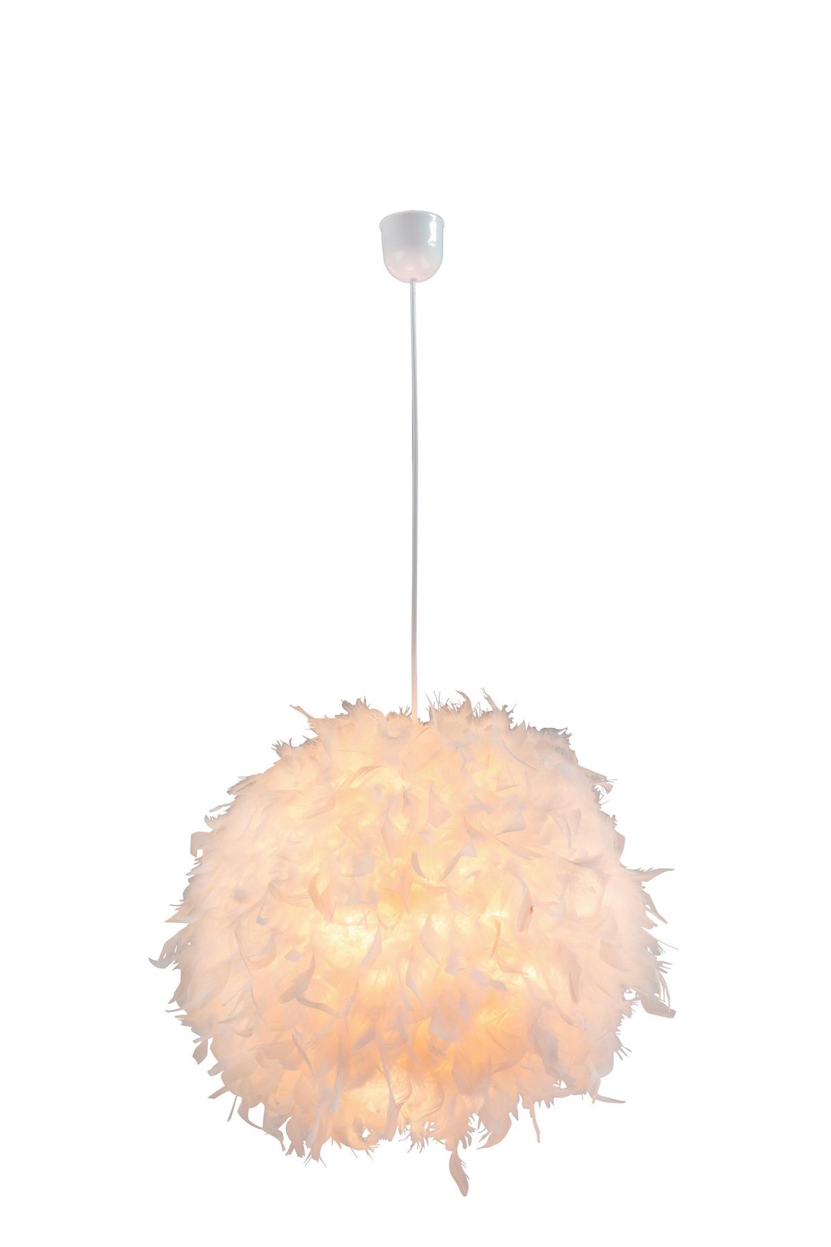 Hängeleuchte Katunga H: 120 Cm 1-Flammig - Weiß, Basics, Kunststoff/Textil (45/120cm) - Globo
