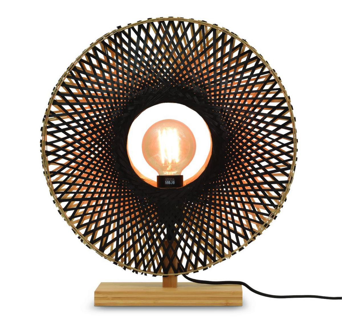 Tischlampe Kalimantan Schwarz/Hellbraun - Hellbraun/Schwarz, Natur, Naturmaterialien/Holz (47cm) - Good & Mojo