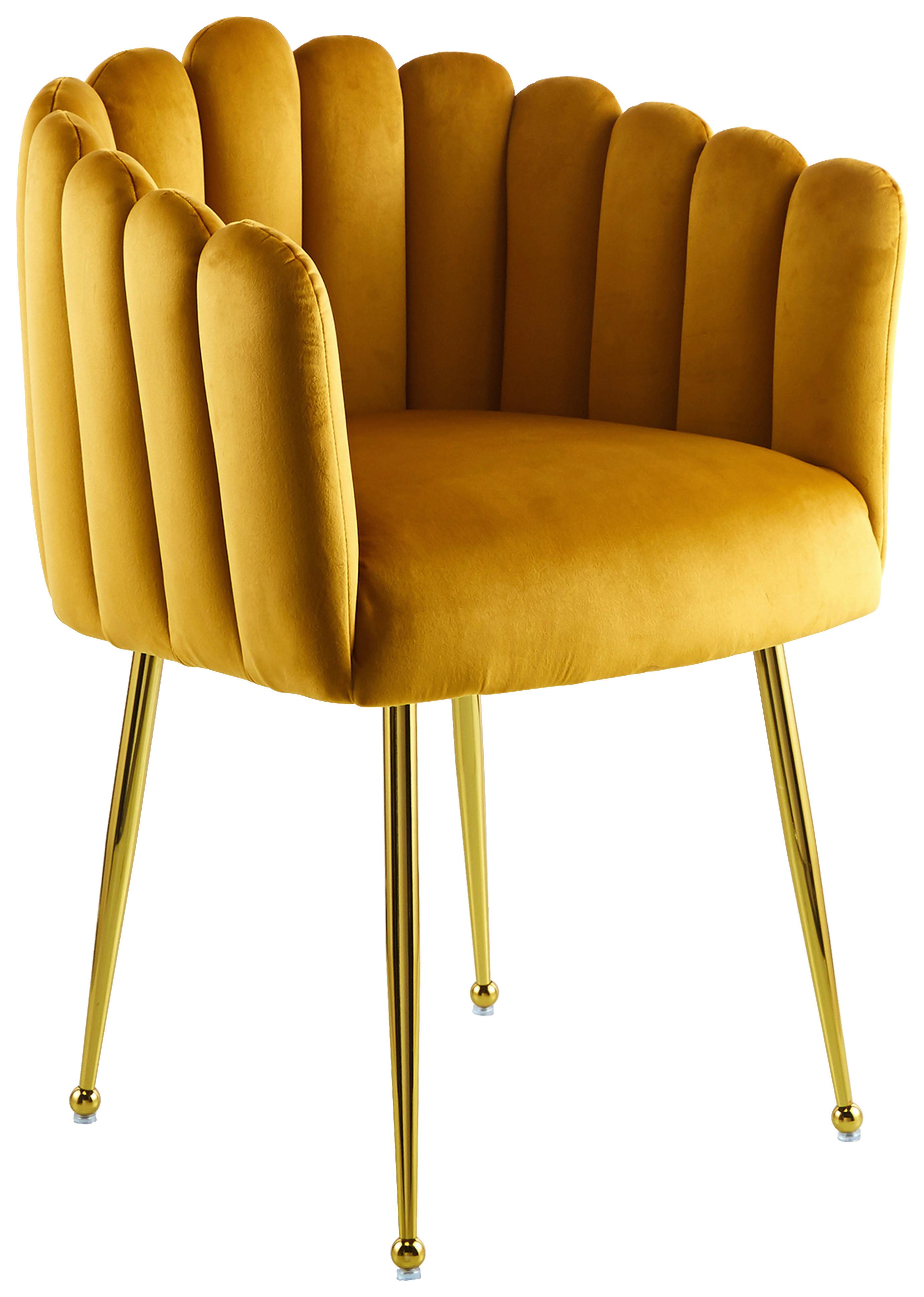 Armlehnstuhl Muna 125 Orange - Goldfarben/Orange, Design, Kunststoff/Metall (59/85/56cm) - Kayoom