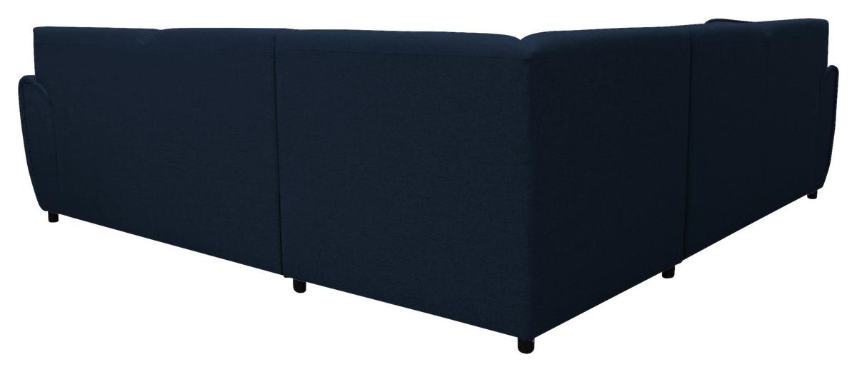 Ecksofa Delux Dunkelblau Mit Schlaffunktion Ottomane Rechts - Silberfarben/Dunkelblau, Design, Textil (266/266cm) - Livetastic