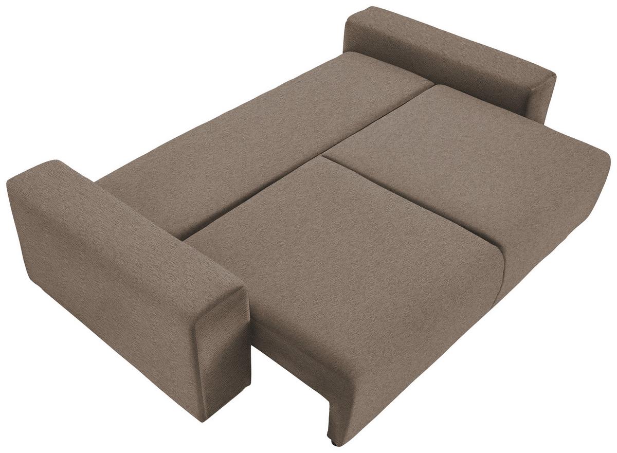 Schlafsofa Vouge Braun Bettkasten, B: 255 Cm - Buchefarben/Schwarz, KONVENTIONELL, Textil (255/86/123cm) - Livetastic