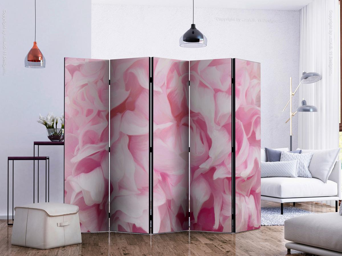 Paravent Pink Hellrosa B: 225 cm - Pink/Hellrosa, Basics, Holz/Textil (225/172/3cm) - artgeist