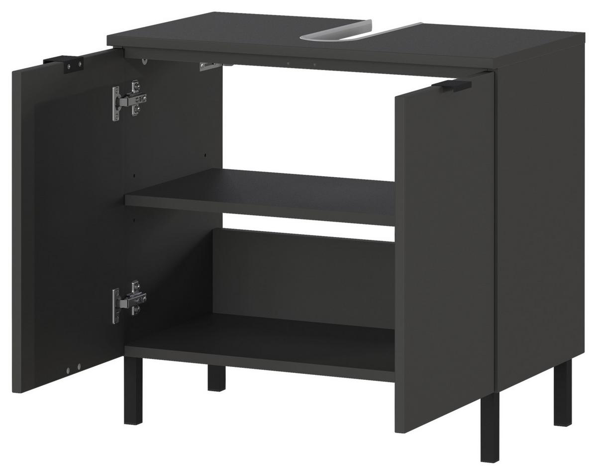 Badezimmer Gw-Arcena - Schwarz/Graphitfarben, MODERN, Holzwerkstoff (60cm) - Germania