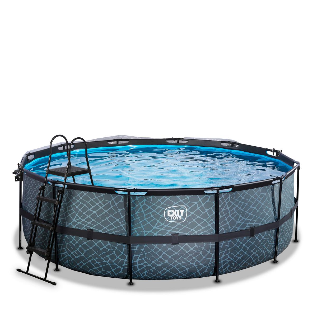 Pool-Set Grau, D/H: 447x320cm - Grau, KONVENTIONELL, Kunststoff (447/320cm) - EXIT Toys