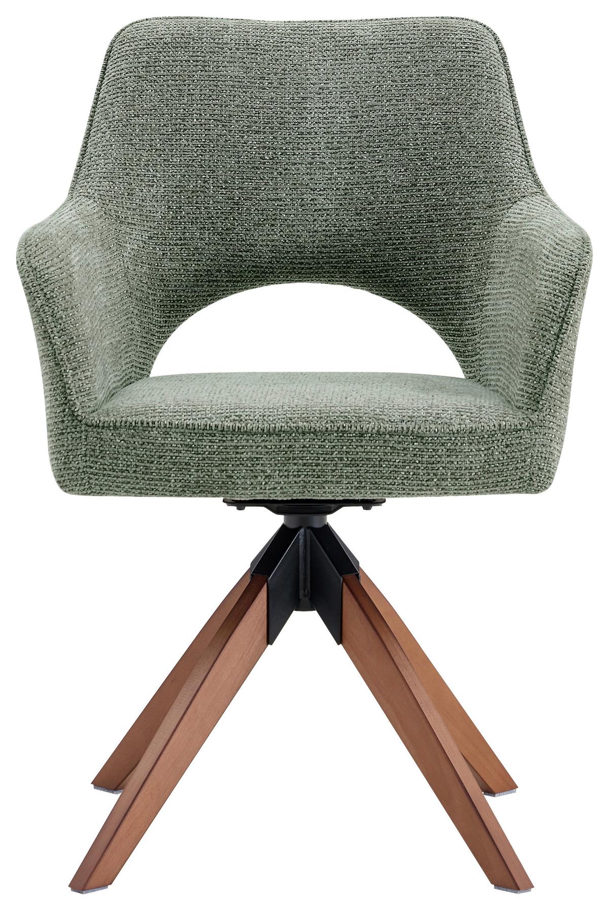 Armlehnstuhl Puro Walnussfarben/Grün B: 60 cm - Walnussfarben/Grün, MODERN, Holz/Textil (60/89/65,5cm) - Livetastic
