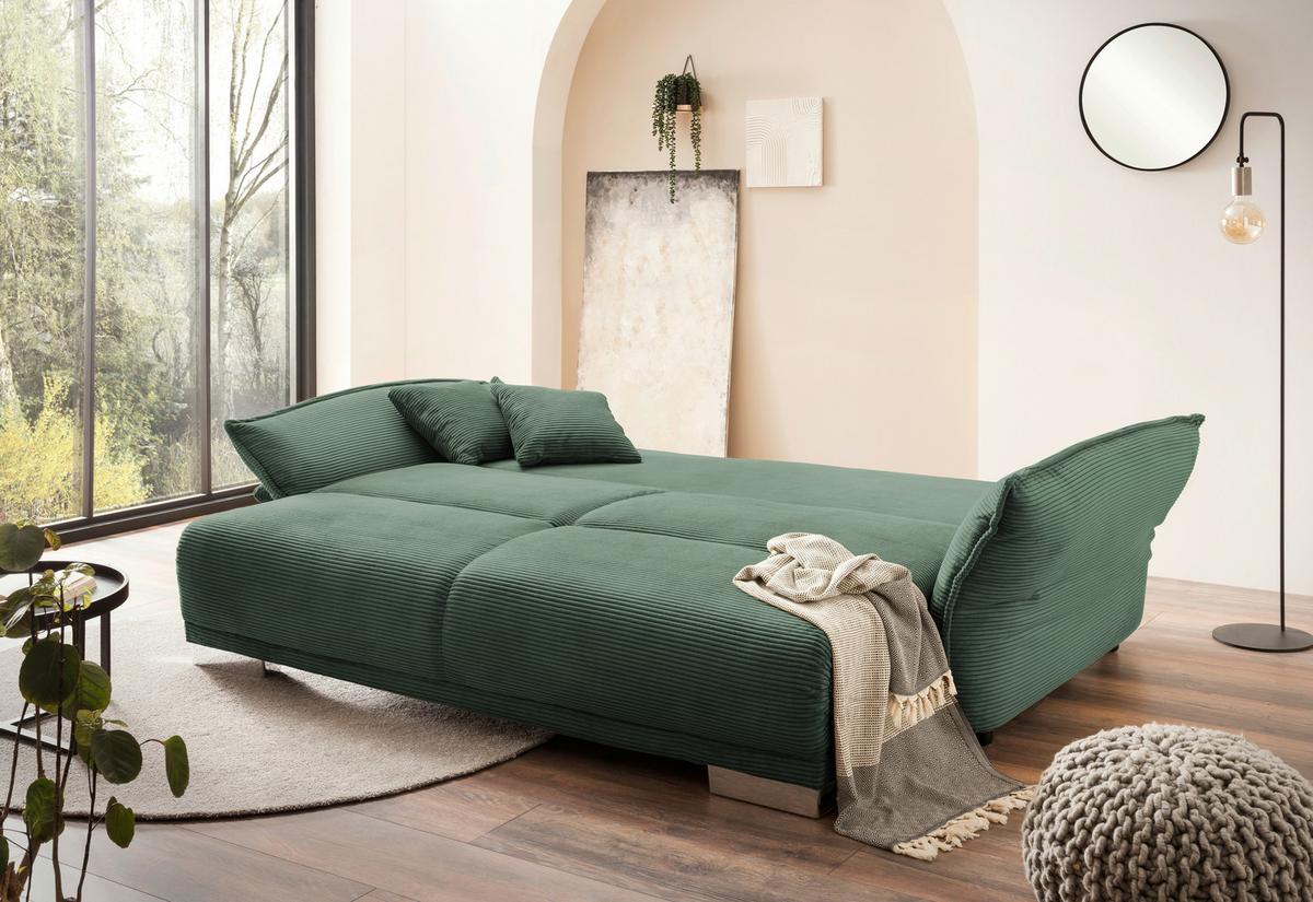 Bigsofa Pera, Dunkelgrün B: 242 cm - Chromfarben/Dunkelgrün, MODERN, Textil (242/71/90/131cm) - Livetastic