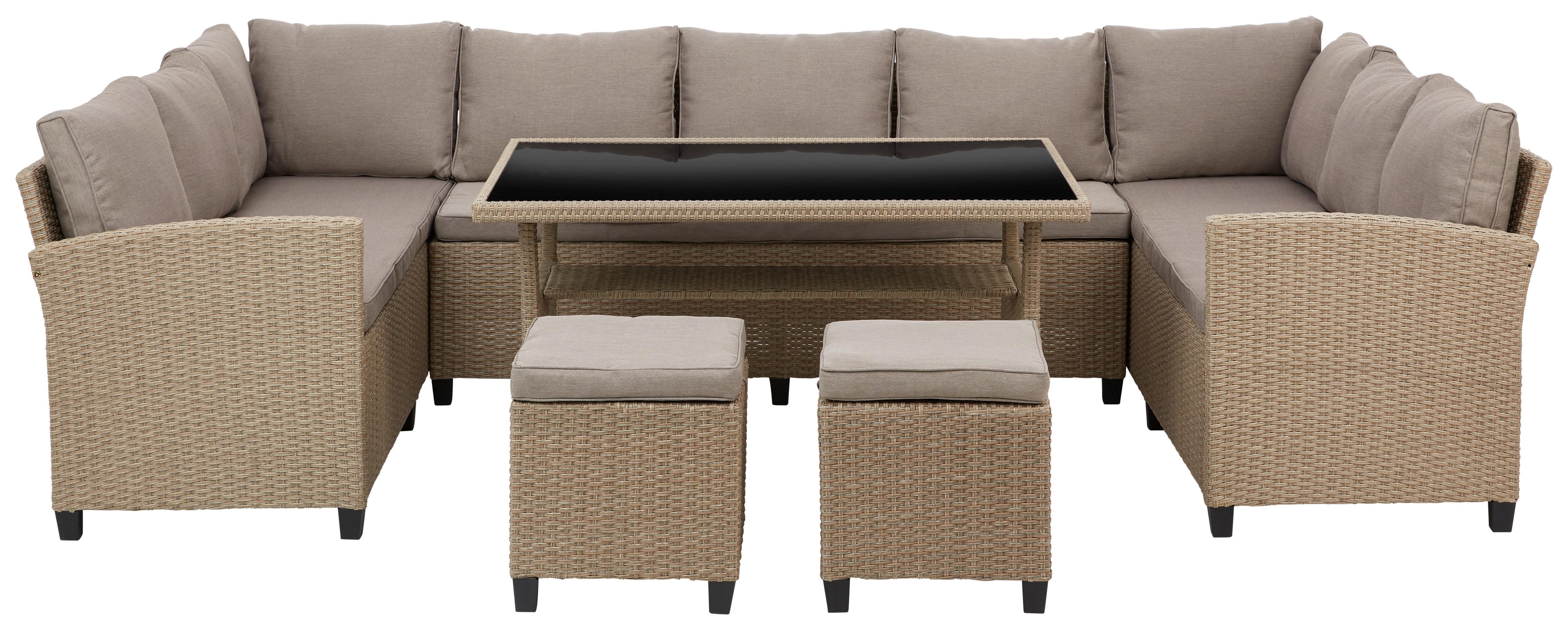 TERASOVÁ SEDACÍ SOUPRAVA PUERTO RICO -INT- - černá/hnědá, Moderní, kov/textil (175/73/67cm) - Mömax