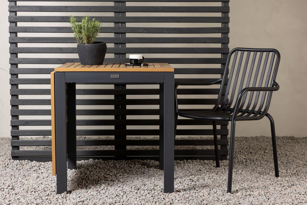 Balkontisch Diego - Schwarz/Braun, KONVENTIONELL, Holz/Metall (70/70/75cm) - Gardenson