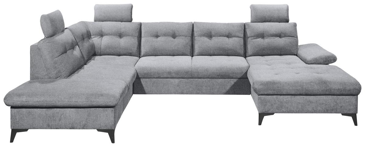 Wohnlandschaft Durban Mit Bettfunktion Grau - Schwarz/Grau, KONVENTIONELL, Textil (218/324/170cm) - MID.YOU