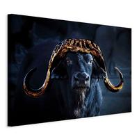 Leinwandbild Horns Goldfarben Dunkelblau B: 90 cm - Goldfarben/Dunkelblau, Basics, Holz/Textil (90/60/1,2cm) - artgeist