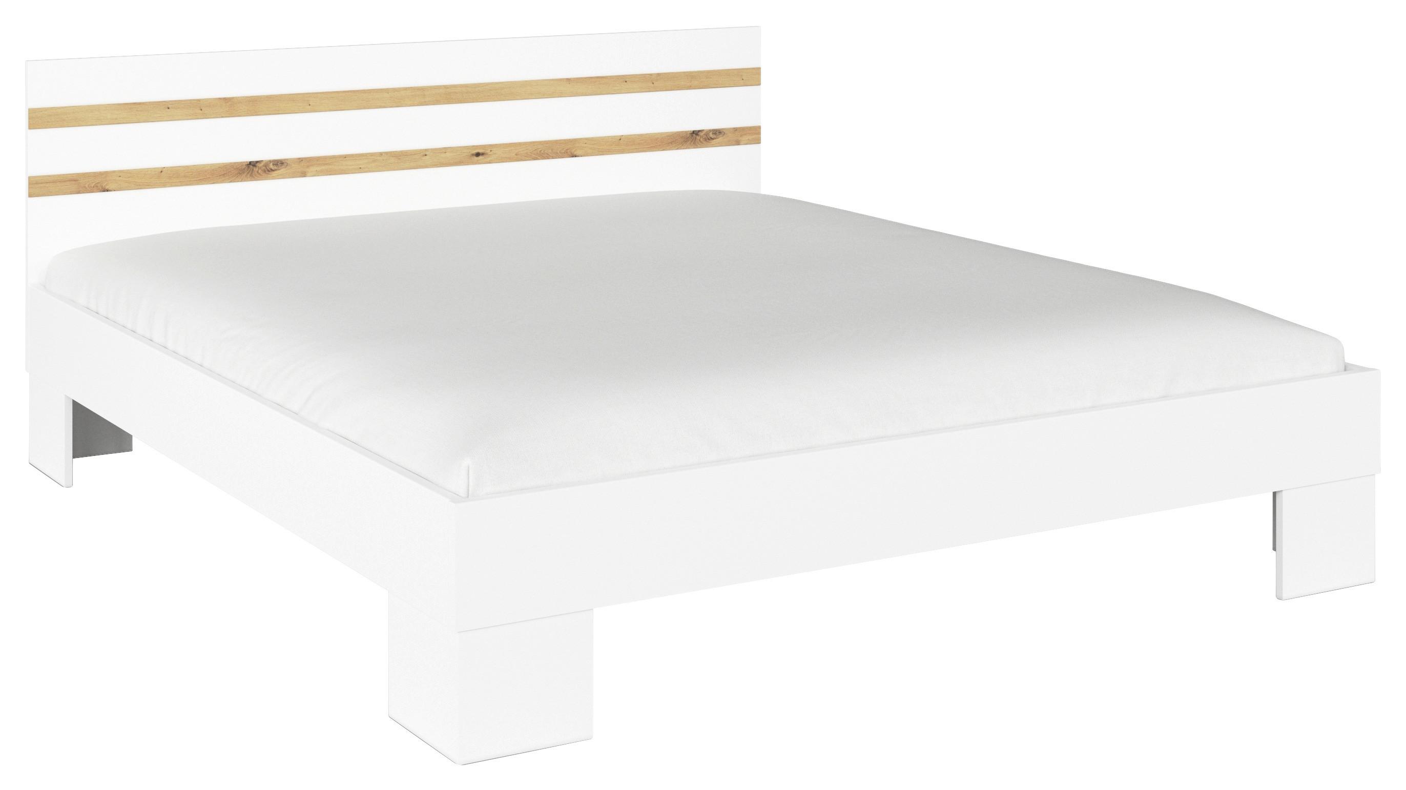 Holzbett 180x200 Cm Foster Eiche Artisan Dekor - Weiß/Eiche Artisan, KONVENTIONELL, Holzwerkstoff (180/200cm)