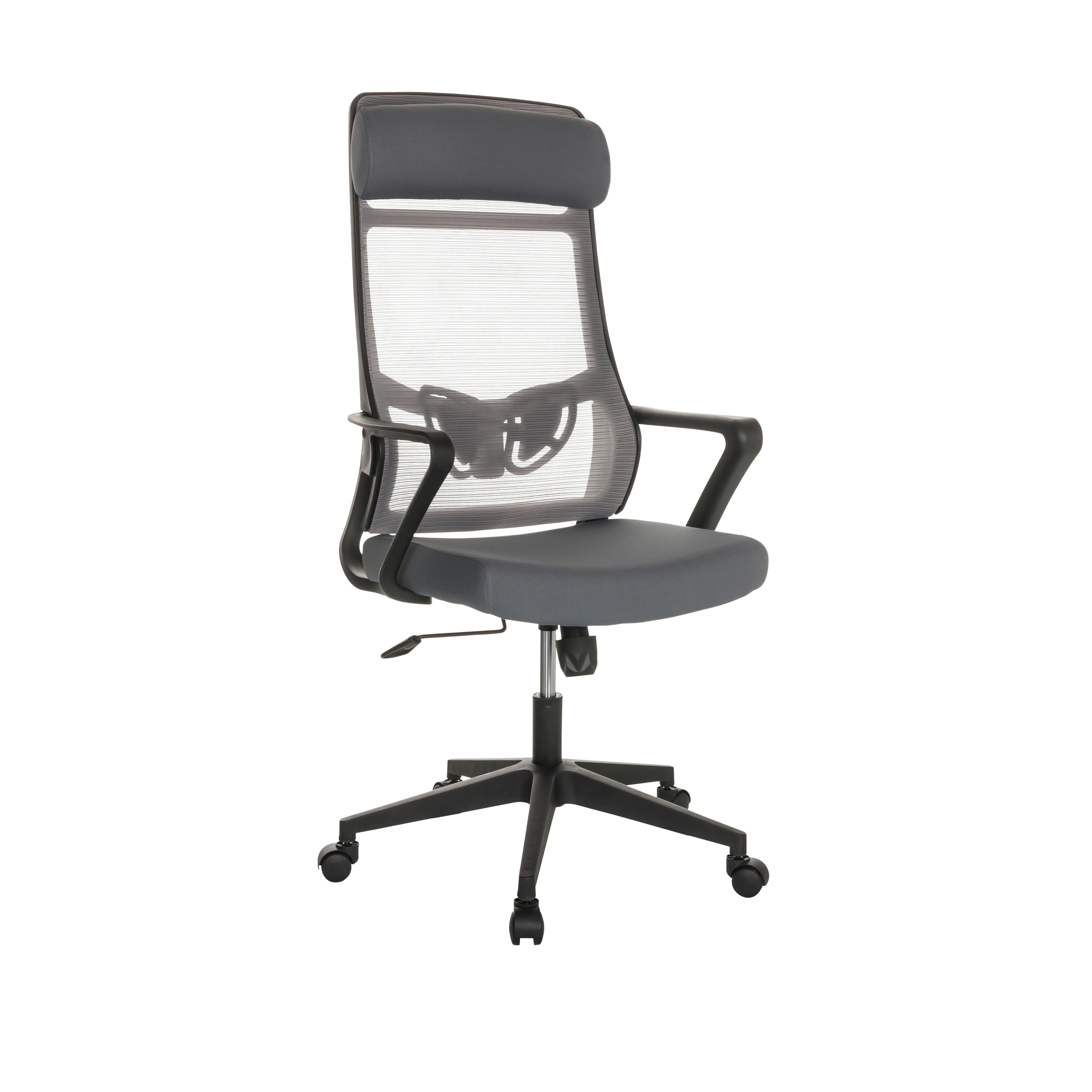 Drehstuhl Nekeo - Schwarz/Grau, Basics, Kunststoff/Textil (69/122-132/69cm) - MID.YOU