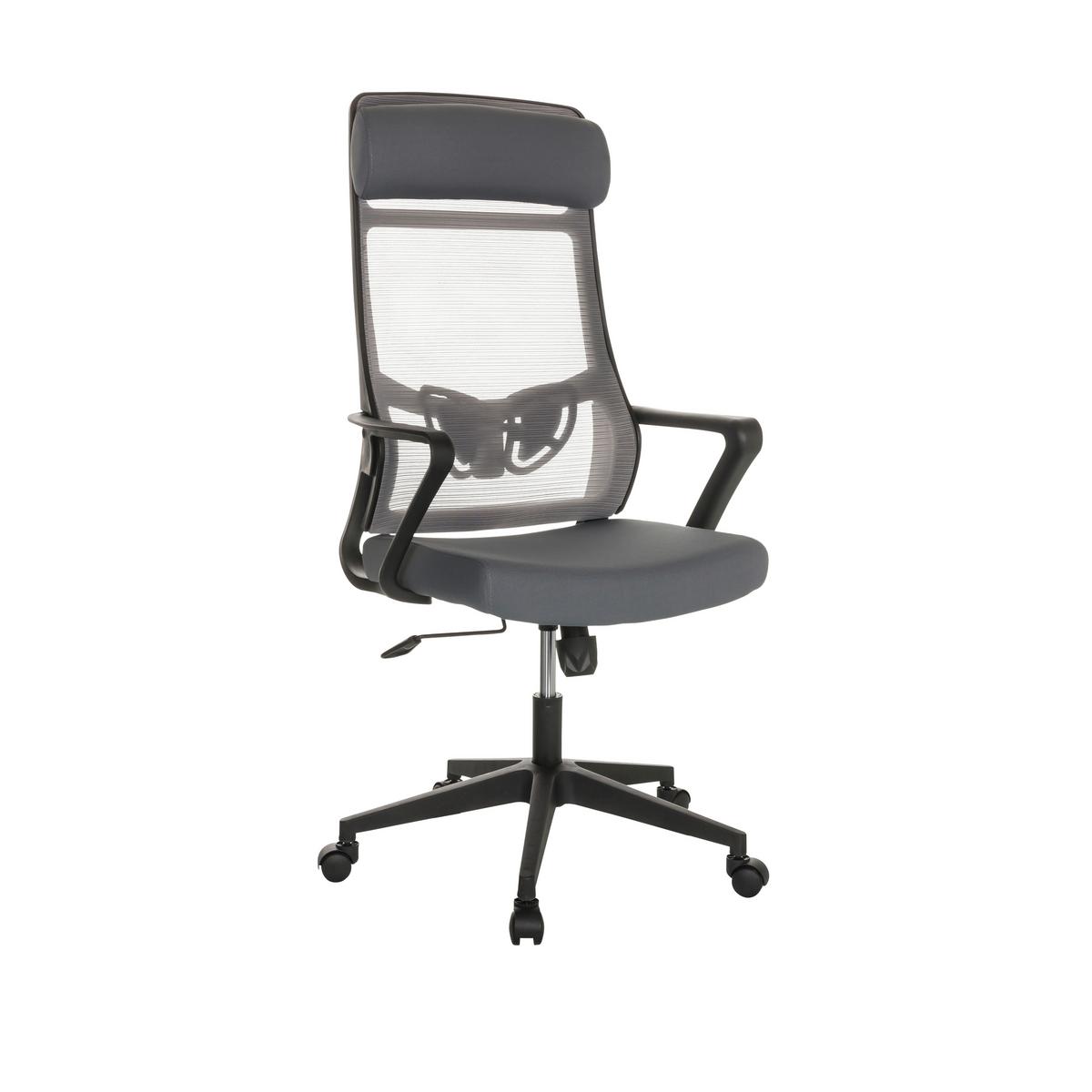 Drehstuhl Nekeo - Schwarz/Grau, Basics, Kunststoff/Textil (69/122-132/69cm) - MID.YOU