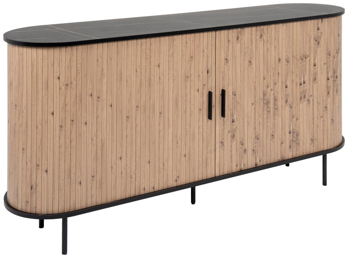 Sideboard Kajsa Schwarz/Artisan Dekor B: 160cm - Schwarz/Eiche Artisan, Trend, Holzwerkstoff (160/80/40cm)