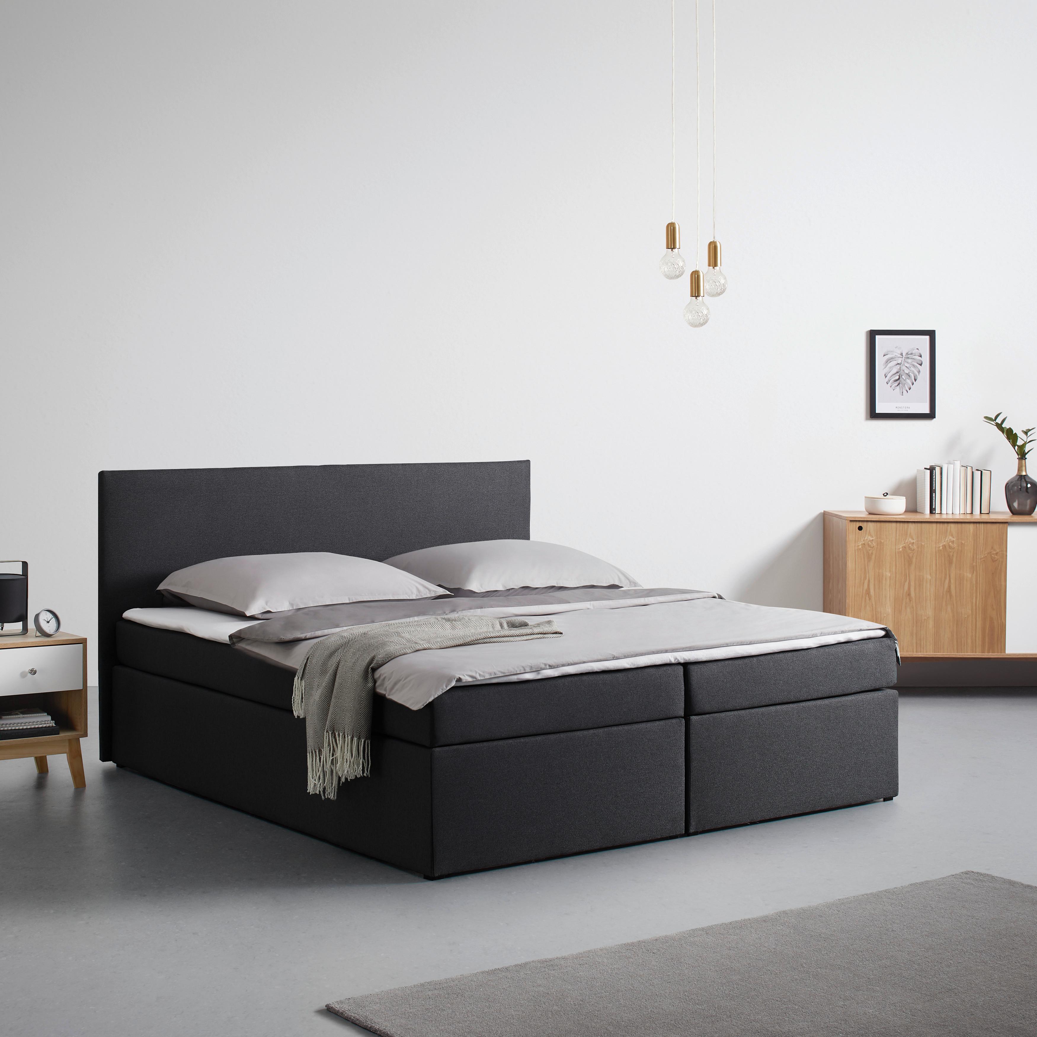 Americká Postel Lucy 2, 180x200 Cm, Tmavě Šedá - tmavě šedá, Moderní, dřevo/textil (180/200cm) - Bessagi Home